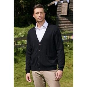 Kallspin Men's MD Gray Cashmere Wool Blend Button Front Sweater Cardigan NWT